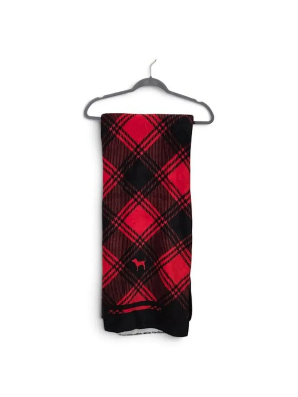 Victoria’s Secret PINK Red Black Plaid Sherpa Throw Blanket 50x60 Cozy Soft